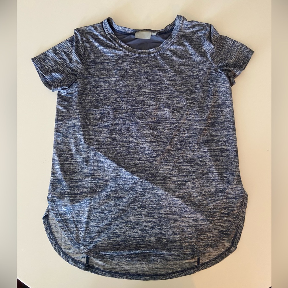 athleta blue workout tee with mesh back panel